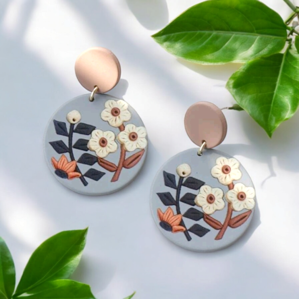 Acrylic Floral Drop Earrings - Image 7