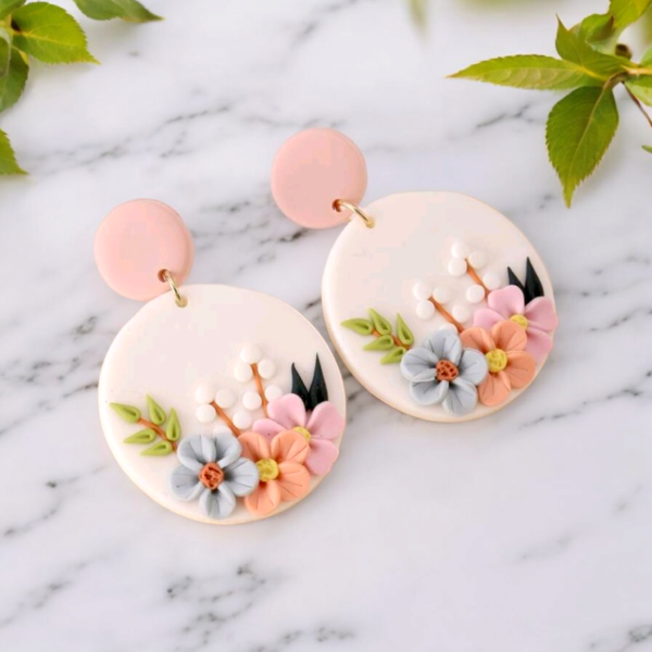 Acrylic Floral Drop Earrings - Image 5