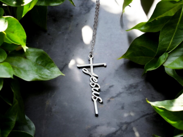 Cursive "Blessed & Jesus" Necklace - Image 4