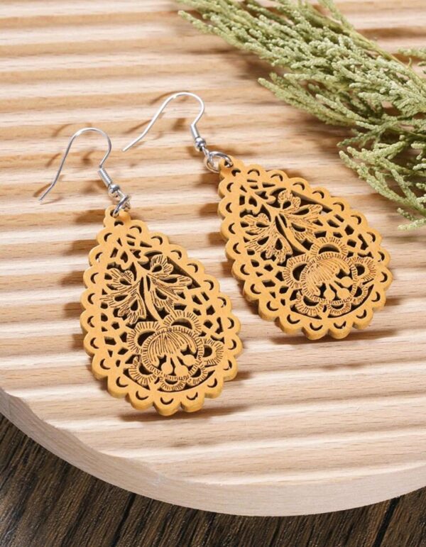 Wooden Tear Drop Earrings - Image 5