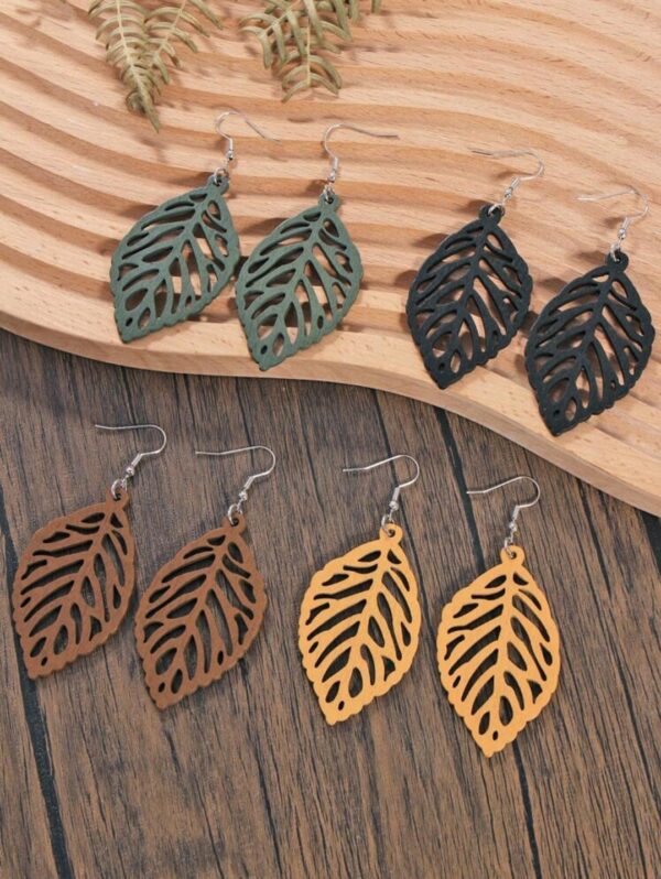 Wooden Leaf Earrings