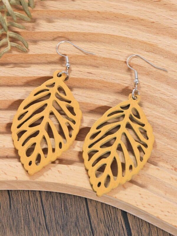 Wooden Leaf Earrings - Image 2